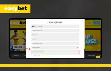 The fifth step to register an account in one click. Dekstop version ways to start betting.