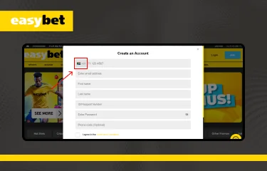 The fourth step to register an account in one click. Dekstop version ways to start betting.
